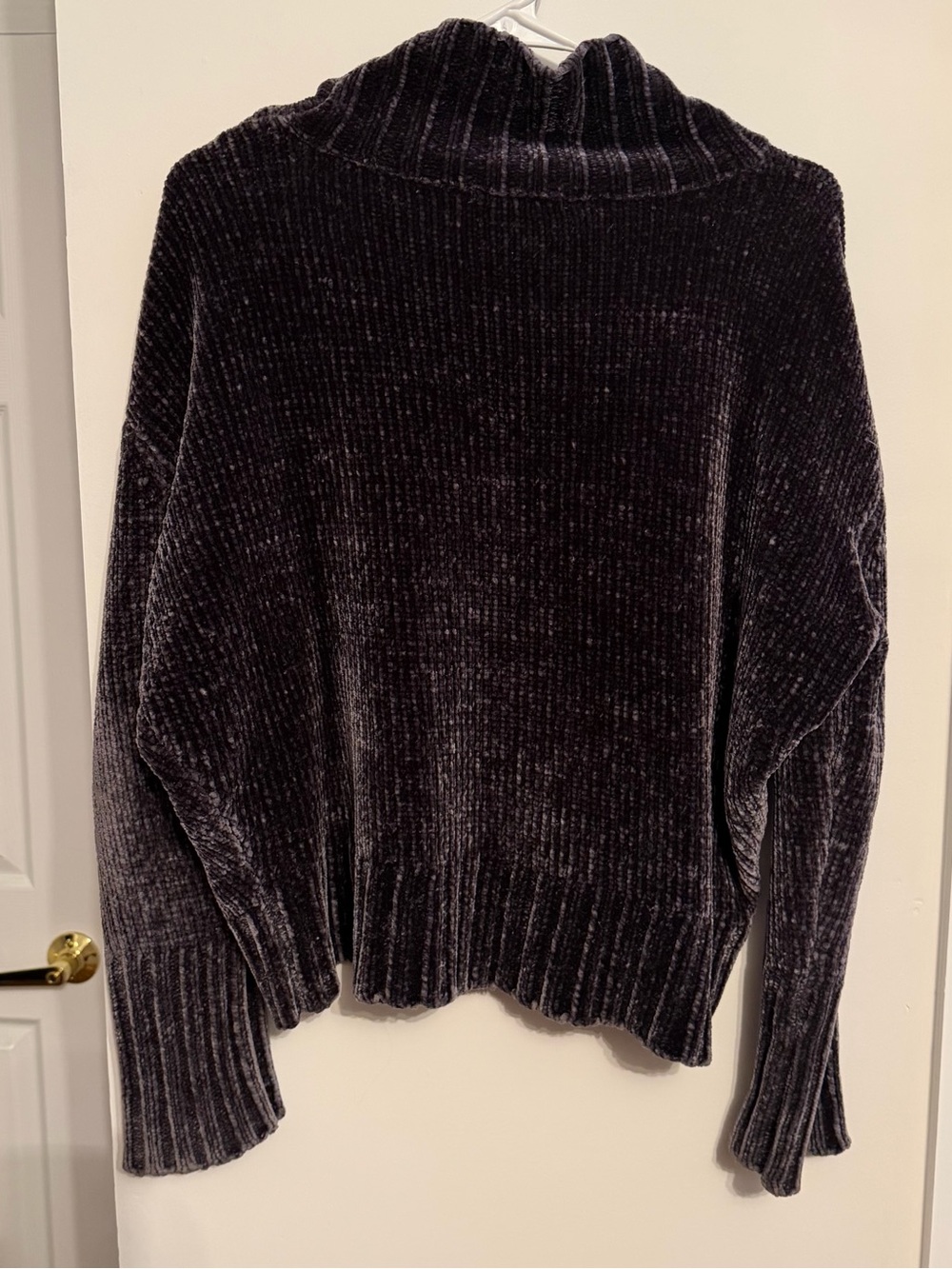 Chelsea & Theodore Charcoal Chenille Turtleneck Sweater - Picture 5 of 10